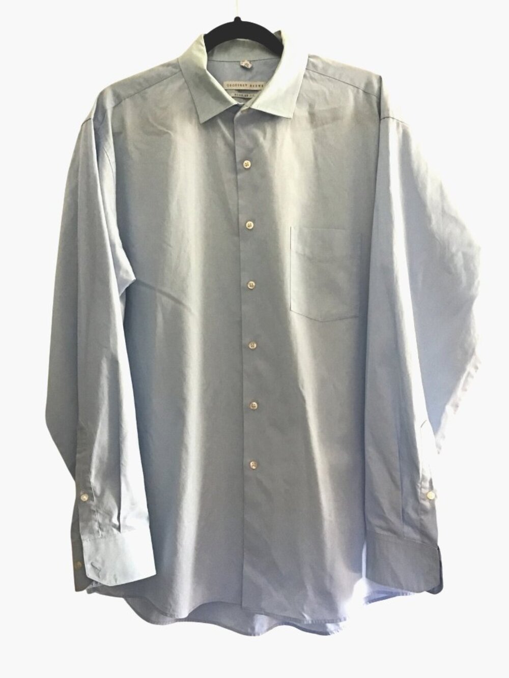 GEOFFREY BEENE-MEN REGULAR FIT BLUE LONG SLEEVE BUTTON-DOWN SHIRT SIZE NECK 17.5